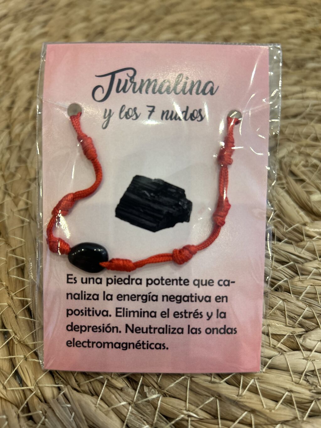 PULSERA 7 NUDOS ROJA CON TURMALINA