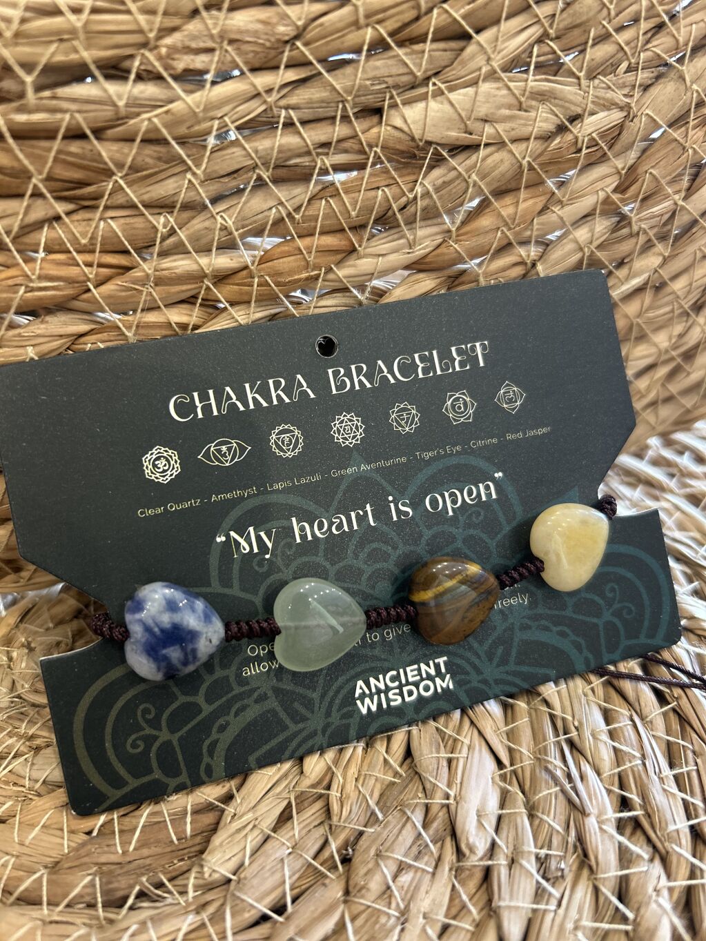 PULSERAS CHAKRAS CORAZÓN MARRÓN