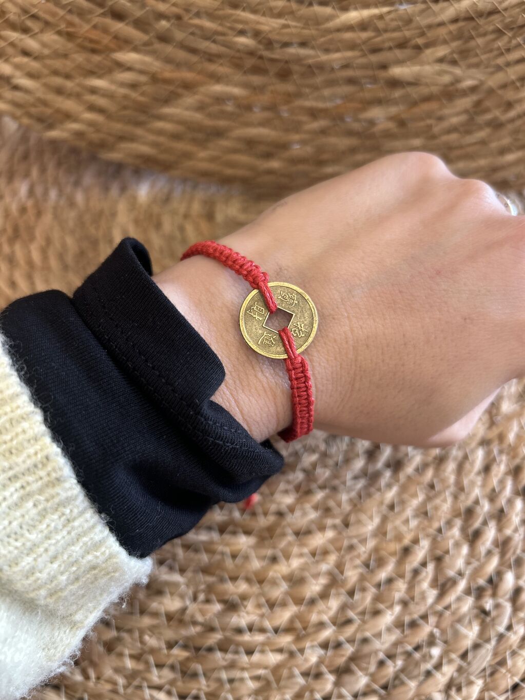 PULSERA DE LA AMISTAD CON MONEDAS FENG SHUI ROJO