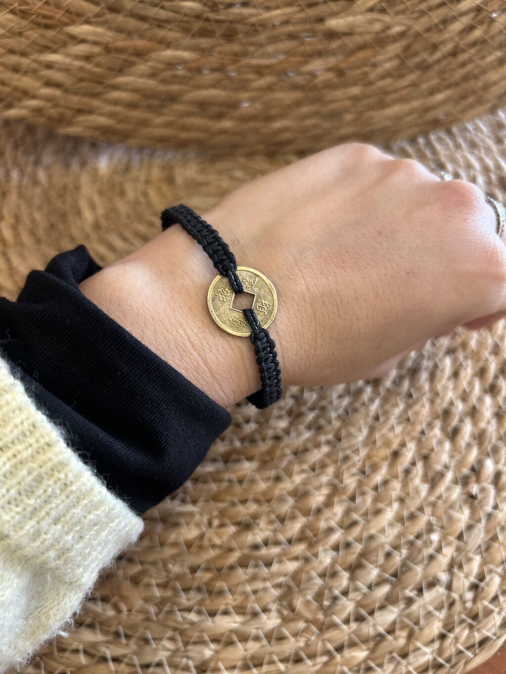 PULSERA DE LA AMISTAD CON MONEDAS FENG SHUI NEGRO