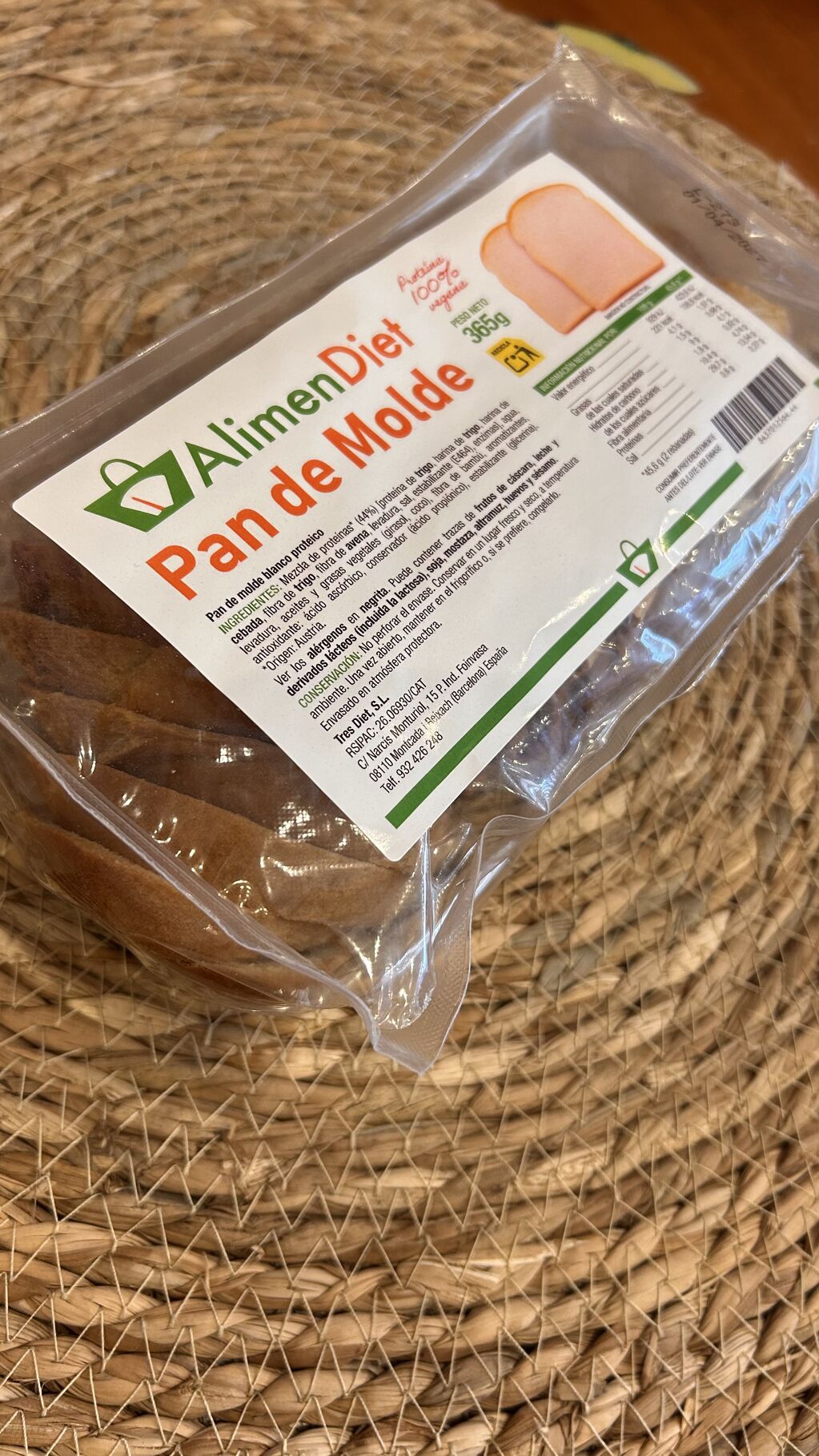 PAN DE MOLDE BLANCO PROTEICO ALIMENDIET 