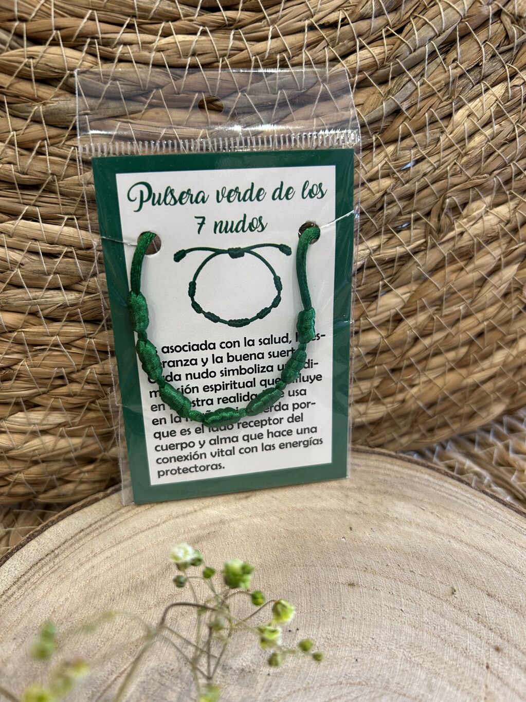 PULSERA VERDE DE LOS 7 NUDOS 