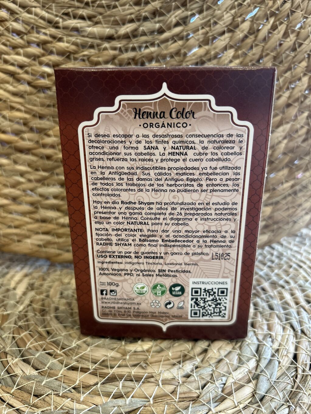 HENNA COLOR ORGÁNICO CASTAÑO OSCURO RADHE SHYAM
