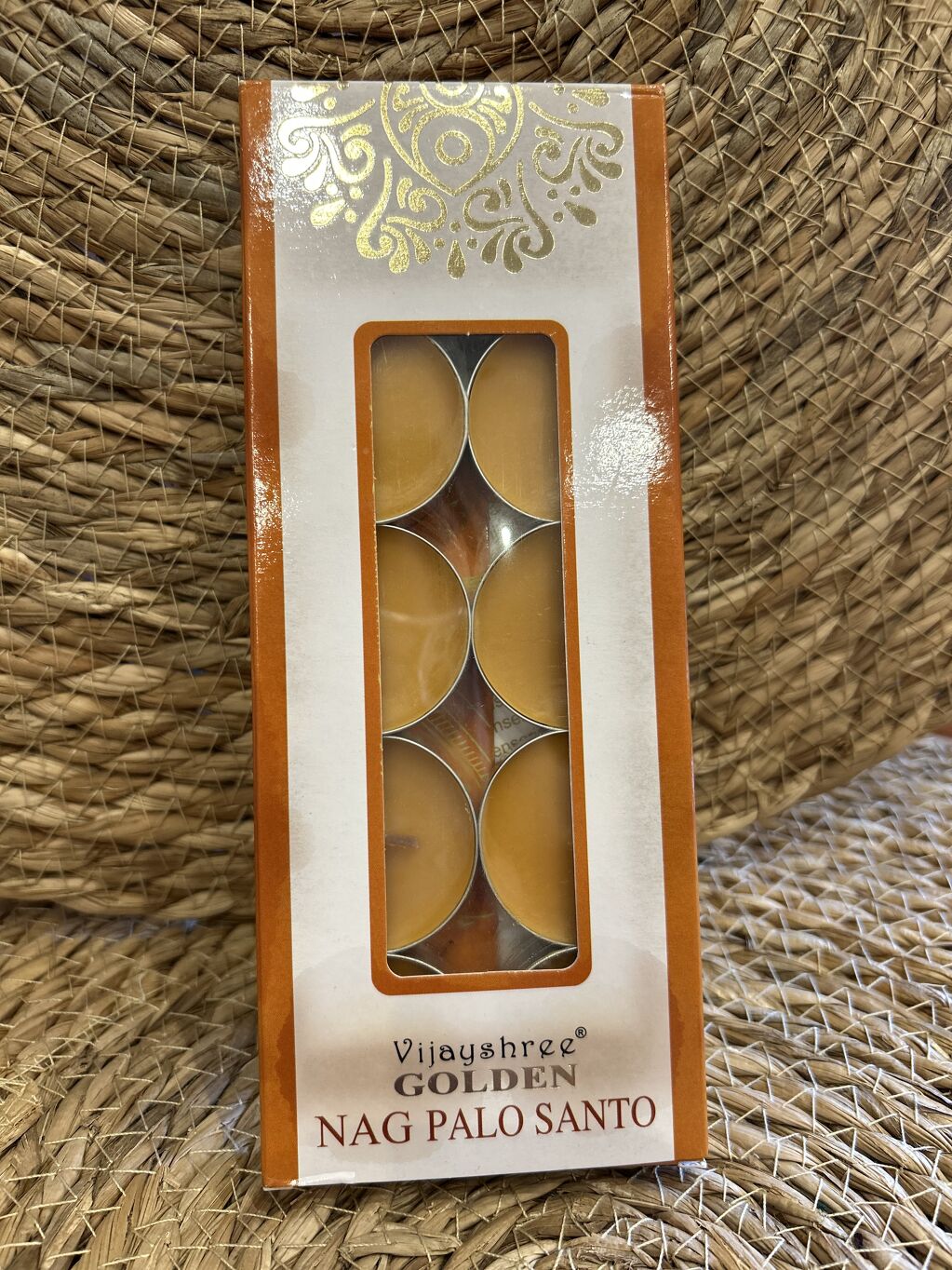 SET VELAS DE TÉ GOLDEN NAG PALO SANTO